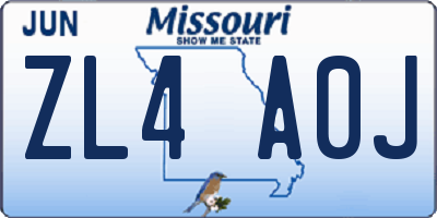 MO license plate ZL4A0J