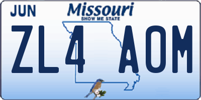 MO license plate ZL4A0M