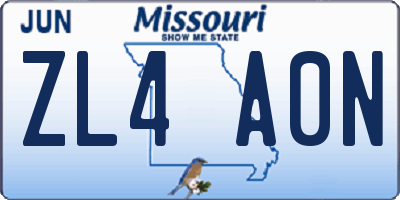 MO license plate ZL4A0N