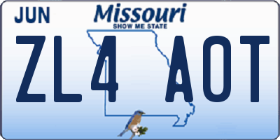 MO license plate ZL4A0T
