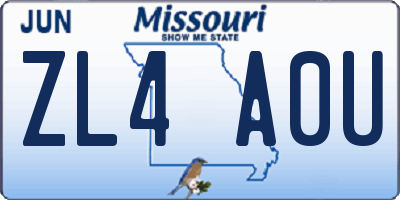 MO license plate ZL4A0U