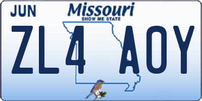 MO license plate ZL4A0Y