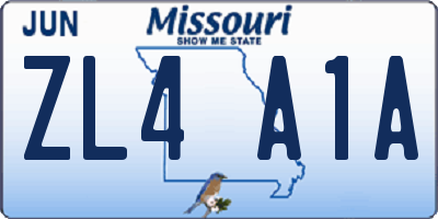 MO license plate ZL4A1A