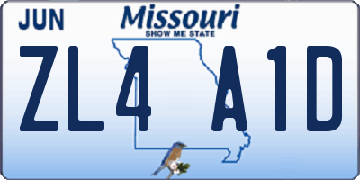 MO license plate ZL4A1D