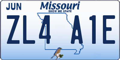 MO license plate ZL4A1E