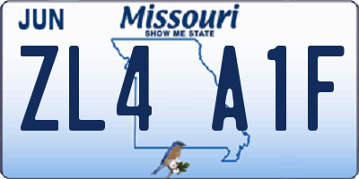 MO license plate ZL4A1F