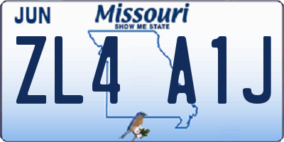 MO license plate ZL4A1J