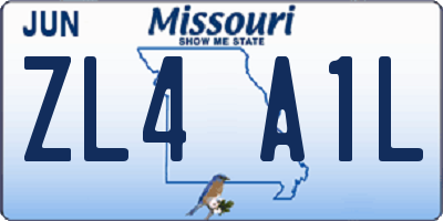 MO license plate ZL4A1L