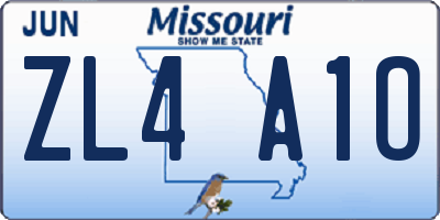 MO license plate ZL4A1O