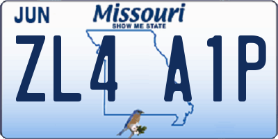 MO license plate ZL4A1P