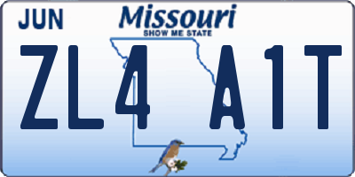 MO license plate ZL4A1T