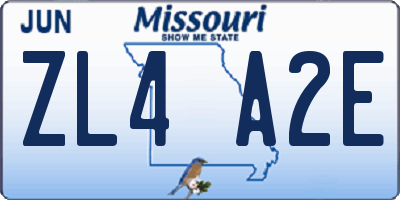 MO license plate ZL4A2E