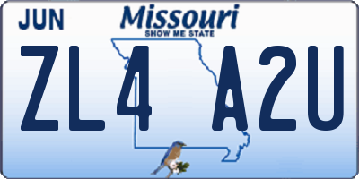 MO license plate ZL4A2U