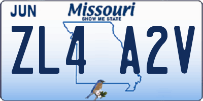 MO license plate ZL4A2V