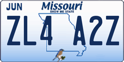 MO license plate ZL4A2Z