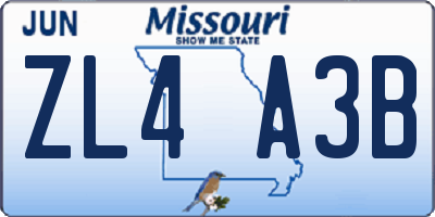 MO license plate ZL4A3B