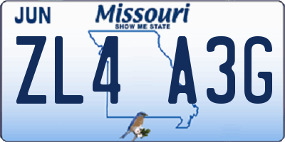 MO license plate ZL4A3G