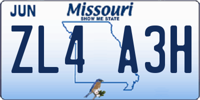 MO license plate ZL4A3H