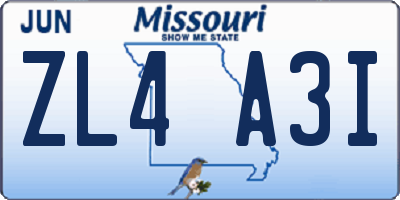 MO license plate ZL4A3I