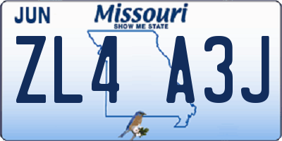 MO license plate ZL4A3J