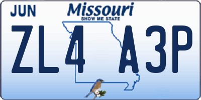 MO license plate ZL4A3P