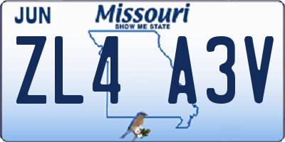 MO license plate ZL4A3V