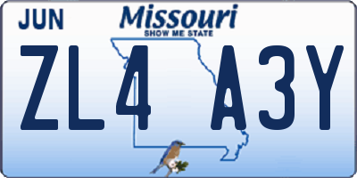 MO license plate ZL4A3Y