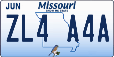 MO license plate ZL4A4A