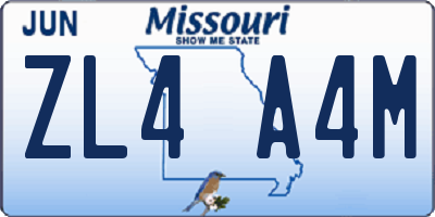 MO license plate ZL4A4M