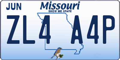 MO license plate ZL4A4P