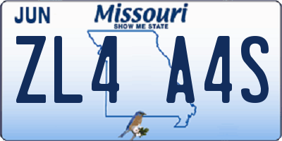 MO license plate ZL4A4S