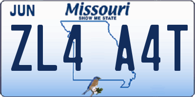MO license plate ZL4A4T