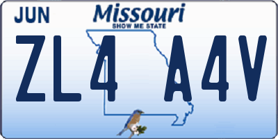 MO license plate ZL4A4V