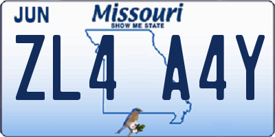 MO license plate ZL4A4Y