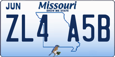 MO license plate ZL4A5B