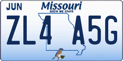MO license plate ZL4A5G