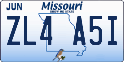 MO license plate ZL4A5I