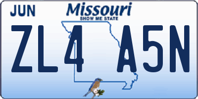 MO license plate ZL4A5N