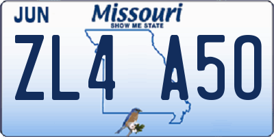 MO license plate ZL4A5O