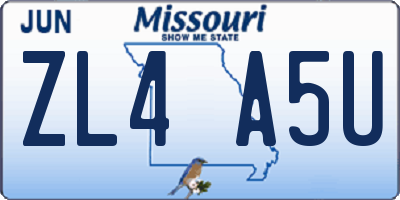 MO license plate ZL4A5U