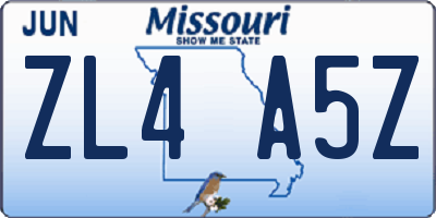 MO license plate ZL4A5Z