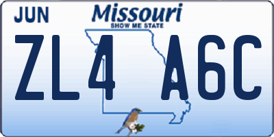 MO license plate ZL4A6C