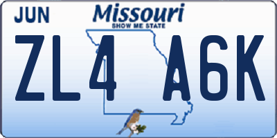 MO license plate ZL4A6K