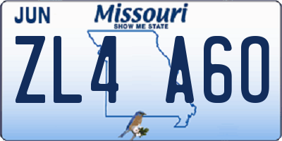 MO license plate ZL4A6O