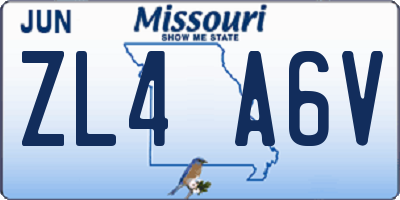 MO license plate ZL4A6V