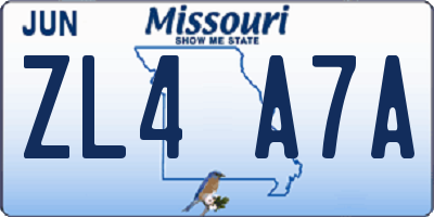 MO license plate ZL4A7A
