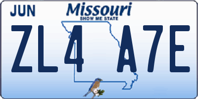 MO license plate ZL4A7E