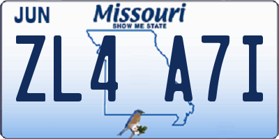 MO license plate ZL4A7I