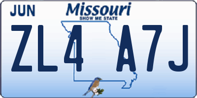 MO license plate ZL4A7J