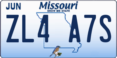 MO license plate ZL4A7S
